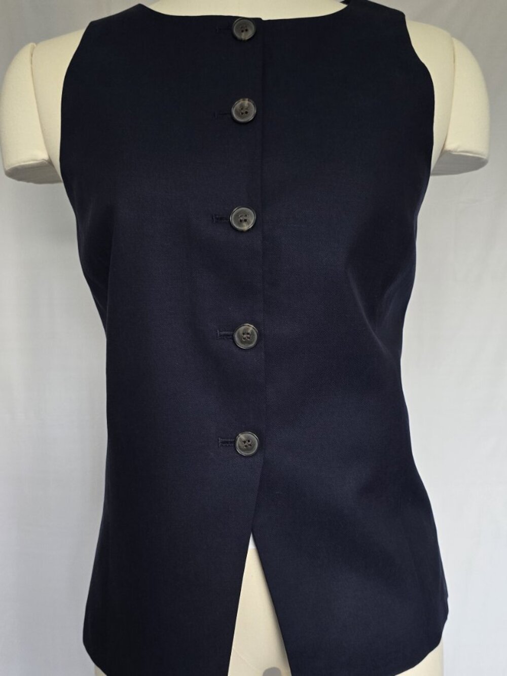 NWT Madewell Crewneck Cutaway Vest in Drapey Twill - Navy Blue Size 10